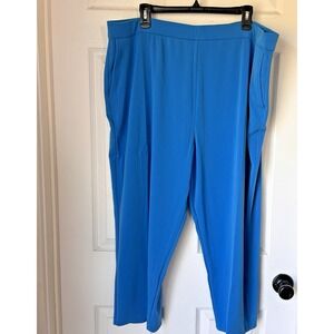 Susan Graver Plus Size Pull-On Crop Pant Cabana‎ Blue Size 2X A590692 BxJJ